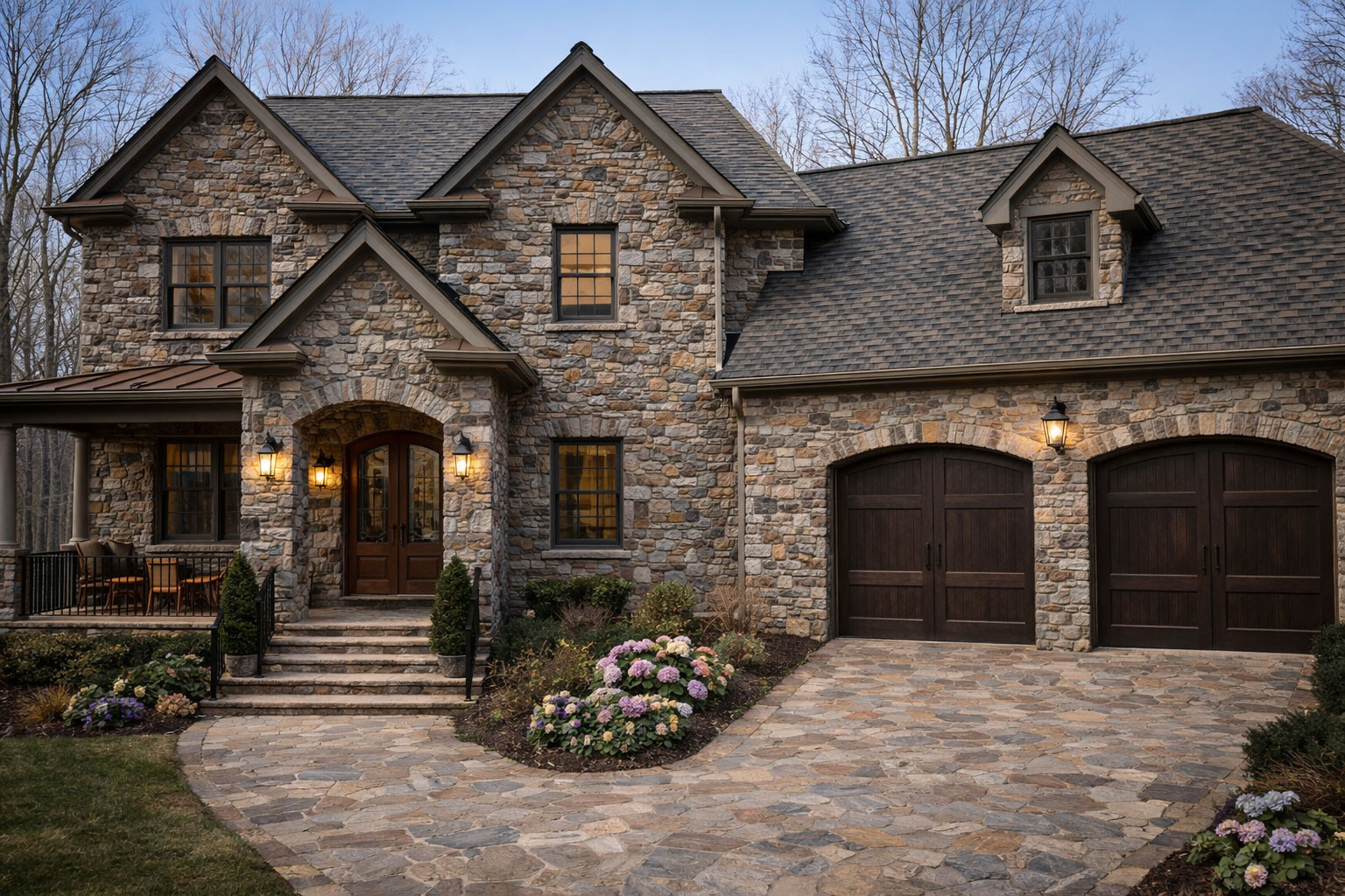 Stone wall and patio combination