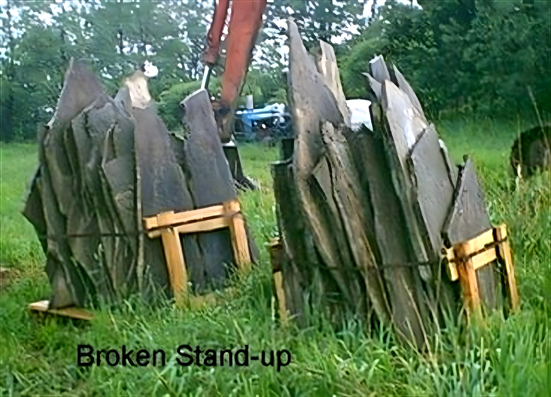 Broken stand-up gray stone